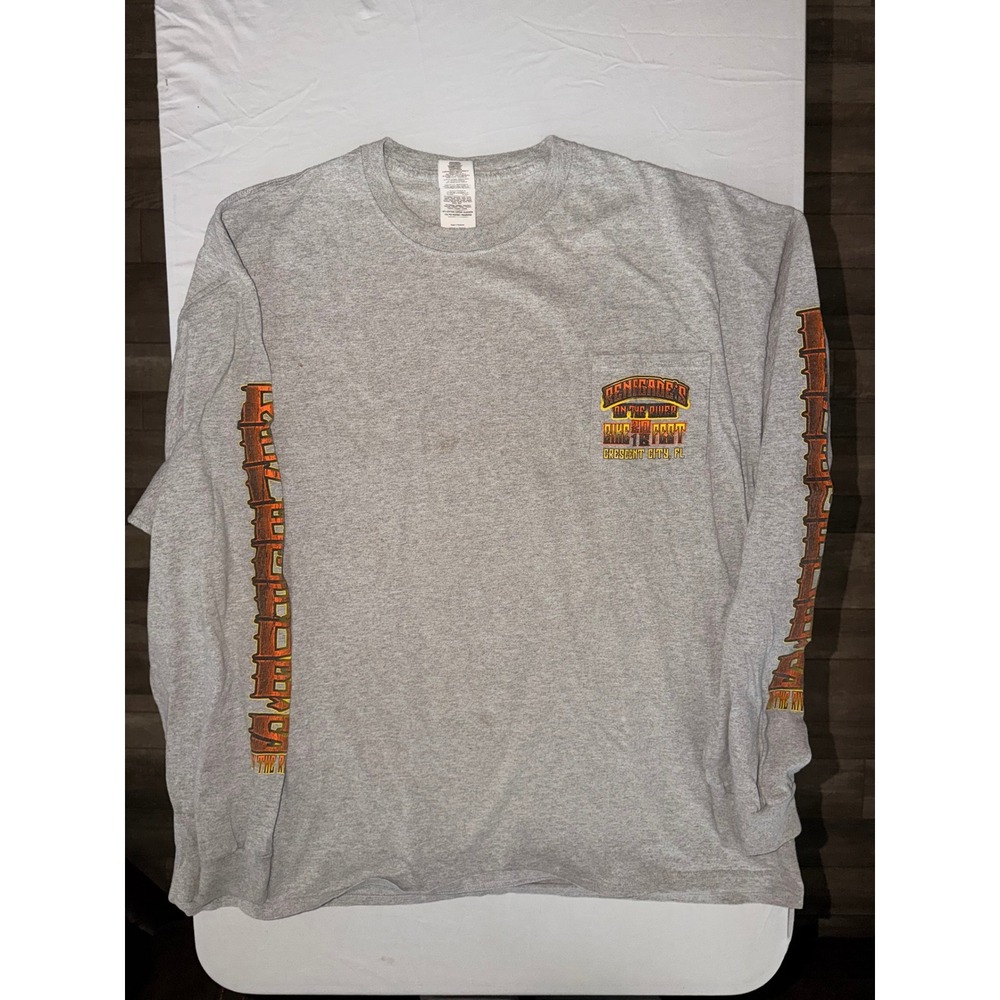 Gildan Mens 2XL Renegades On The River Bike Fest 2016 Long Sleeve Pocket T-Shirt